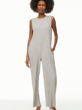 Babaton Ribbed Jumpsuit in Light Gray